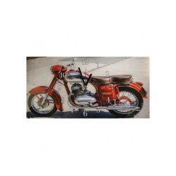 Nástenné sklenené hodiny červená motorka ČZ 30x60cm